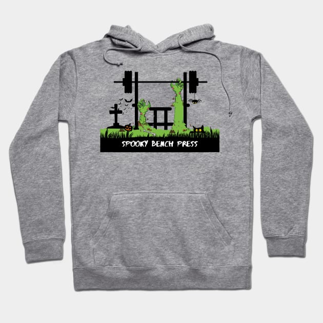 Spooky Zombie Bench Press Halloween Gym Workout Hoodie by youcanpowerlift